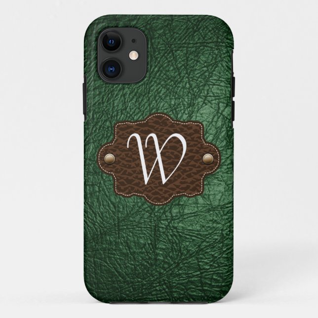 Capa Para iPhone Da Case-Mate iPhone monogrammed 5 do olhar de couro verde (Verso)