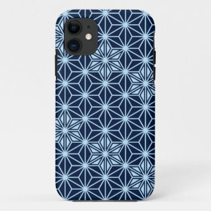 Capa Para iPhone Da Case-Mate Japonês Asanoha ou teste padrão de estrela, azul
