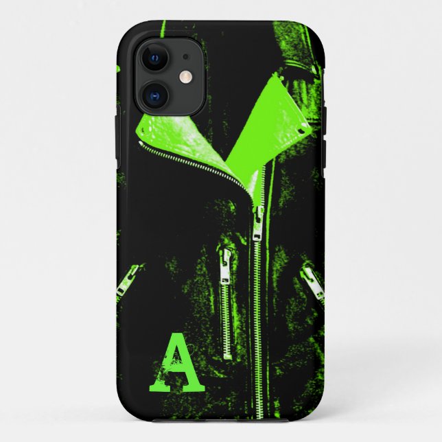 Capa Para iPhone Da Case-Mate Jaqueta de couro Monograma verde iPhone 5 case (Verso)