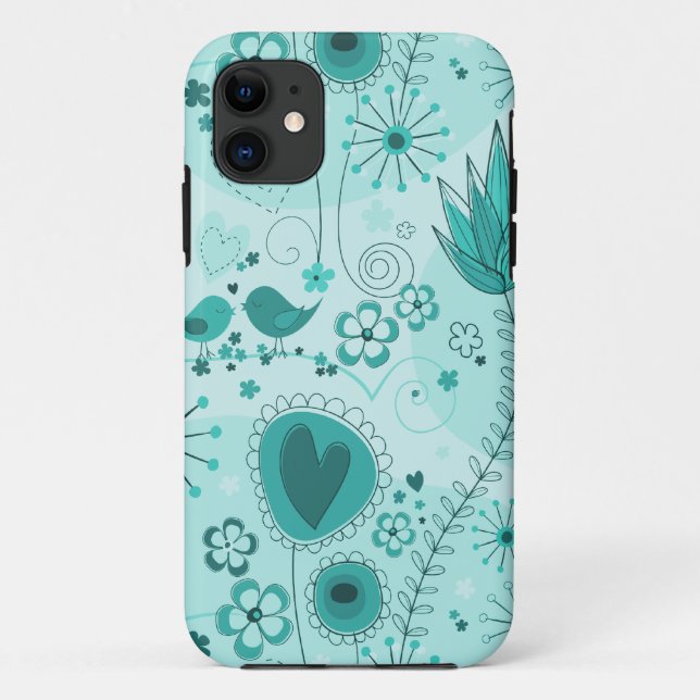 Capa Para iPhone Da Case-Mate Jardim Whimsical em Turquoise iPhone 5 Case (Verso)
