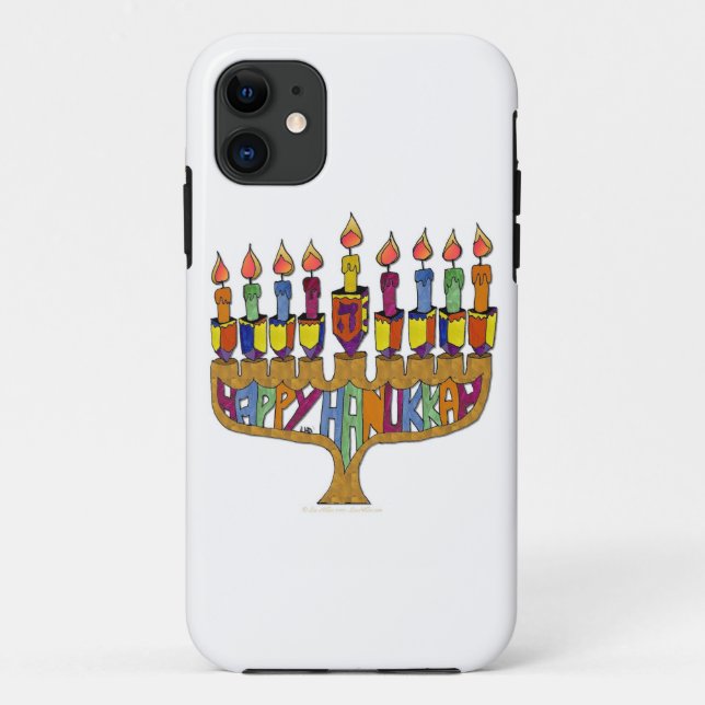 Capa Para iPhone Da Case-Mate Judaica Happy Hanukkah Dreidel Menorah (Verso)