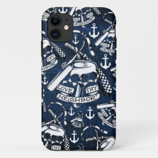 Capa Para iPhone Da Case-Mate Juntas de bronze e âncoras Rockabilly no marinho