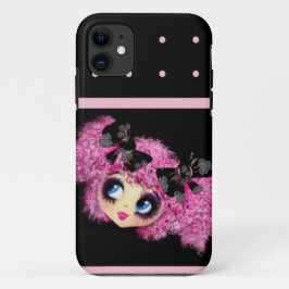 Capa Para iPhone Da Case-Mate Kawaii Girl PinkyP corações cor-de-rosa preta