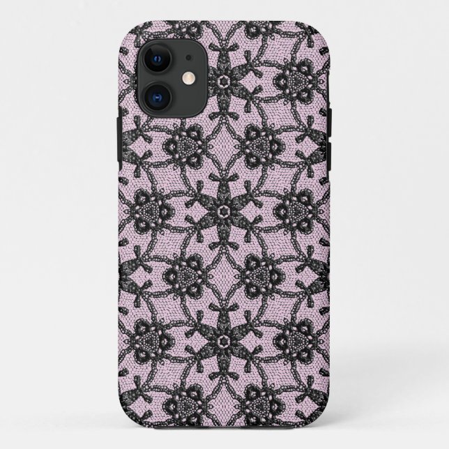 Capa Para iPhone Da Case-Mate Lace antigo - preto e rosa-gelo (Verso)