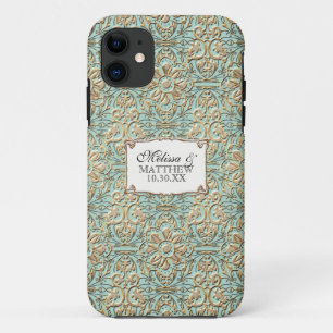 Capa Para iPhone Da Case-Mate Laço floral Dourado do damasco do falso de Nouvea