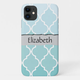 Capa Para iPhone Da Case-Mate Lança Azul, Ombre, Quatrefoil, Seu Nome