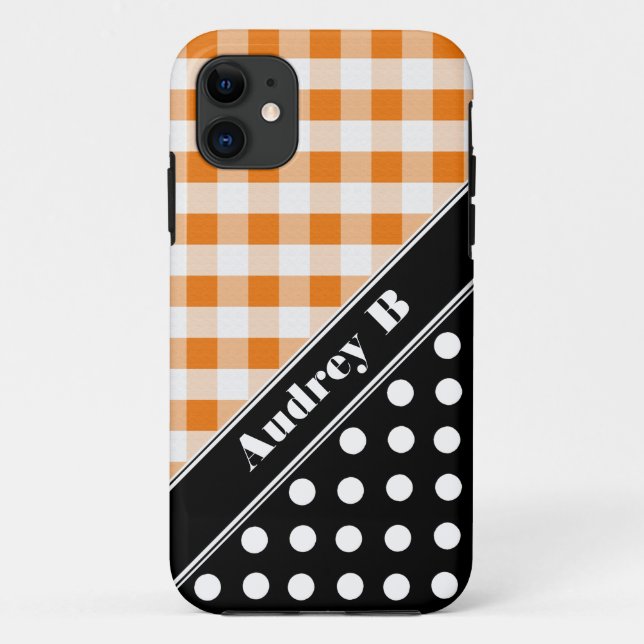 Capa Para iPhone Da Case-Mate Laranja Gingham Black Bolinhas iPhone 5 Case (Verso)