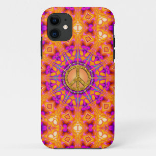 Capa Para iPhone Da Case-Mate Laranja Groovy da mandala da energia da paz +