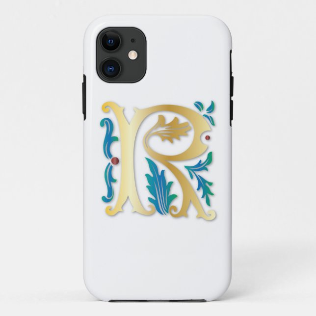Capa Para iPhone Da Case-Mate Letra R Monograma Fleur de lis (Verso)