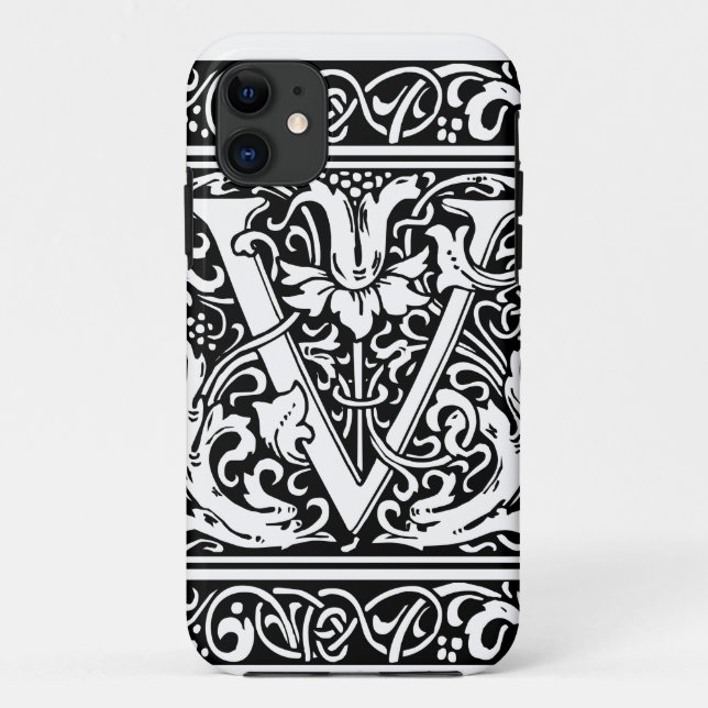 Capa Para iPhone Da Case-Mate Letra V Monograma Medieval Arte Nova (Verso)