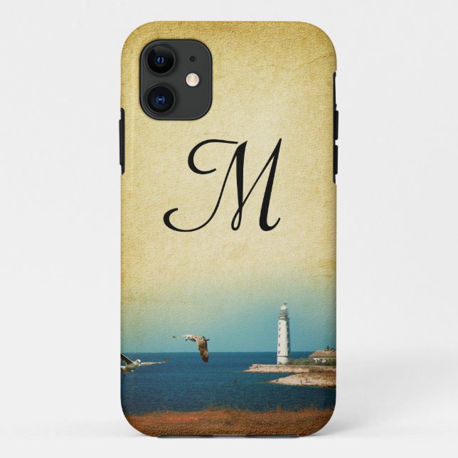 Capa Para iPhone Da Case-Mate Lighthouse Beach Scene Monograma IPHONE 5 Case (Verso)