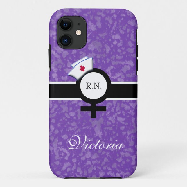 Capa Para iPhone Da Case-Mate Lilac profundo+Sinal fêmea+Boné/nome da enfermeira (Verso)