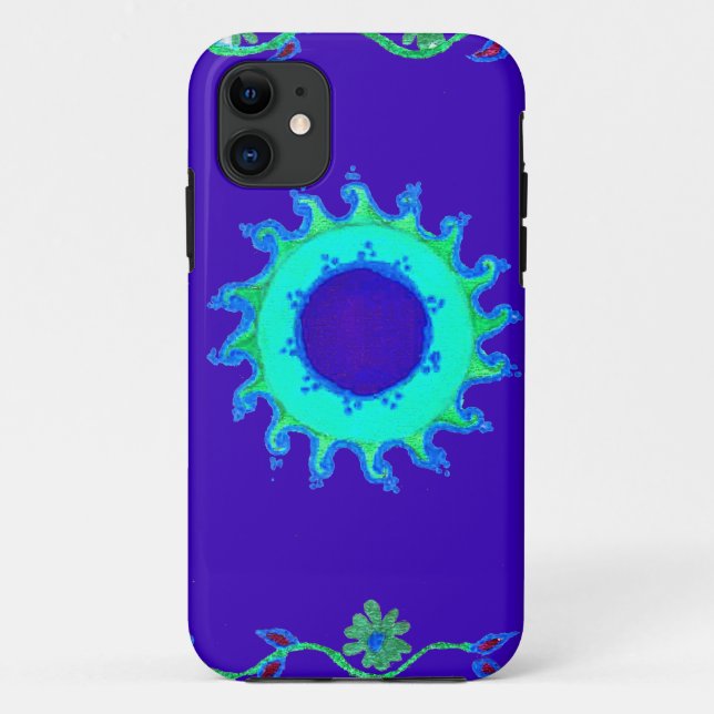 Capa Para iPhone Da Case-Mate Linda pintura de óleo de arte azul iridescente (Verso)