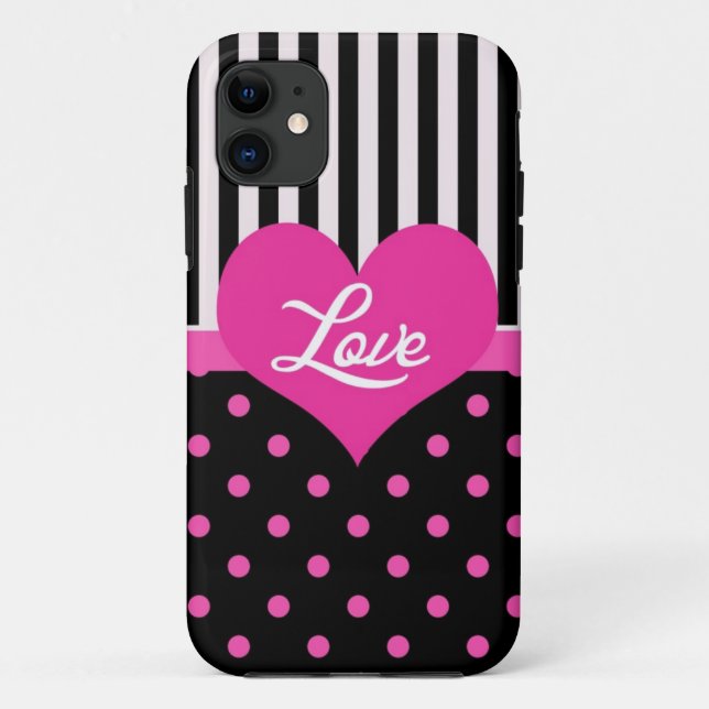 Capa Para iPhone Da Case-Mate Lindo, doce, elegante bolinhas rosa (Verso)