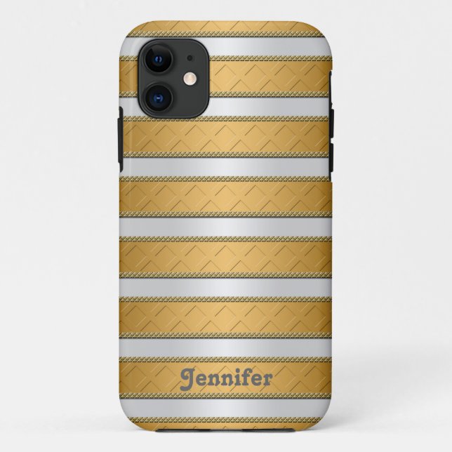 Capa Para iPhone Da Case-Mate Listras de Fitas Douradas Arte Personalizada (Verso)
