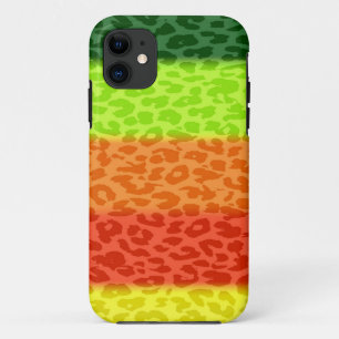 Capa Para iPhone Da Case-Mate Listras retros do leopardo verde do amarelo do