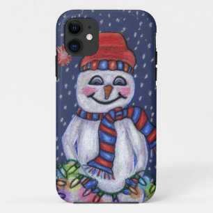 Capa Para iPhone Da Case-Mate Luzes de Natal Sorrindo Snowman
