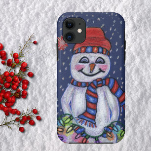 Capa Para iPhone Da Case-Mate Luzes de Natal Sorrindo Snowman