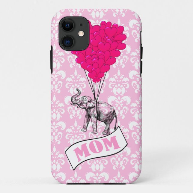 Capa Para iPhone Da Case-Mate Mãe, elefante e balões cardíacos (Verso)