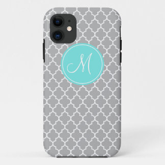 Capa Para iPhone Da Case-Mate Mala do Padrão de Quatrefoil da Cinza Monograma iP