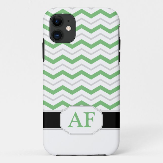Capa Para iPhone Da Case-Mate Mala iPhone 5 do Monograma Verde e cinza (Verso)