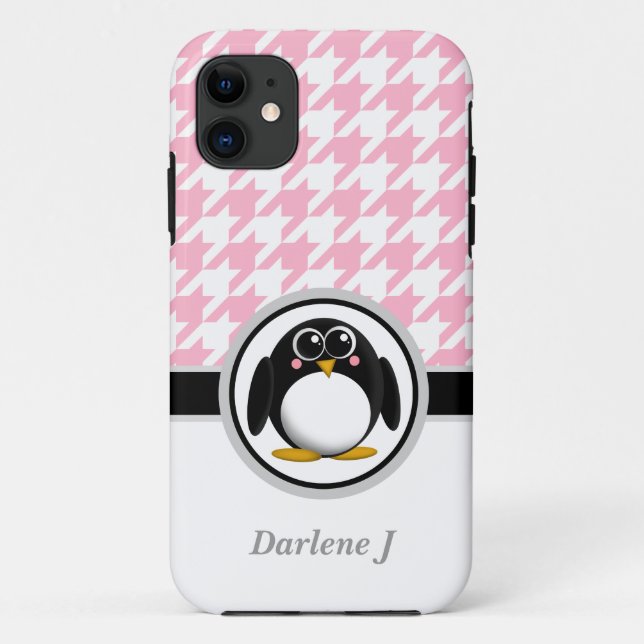 Capa Para iPhone Da Case-Mate Maleta Penguin Pink & White Houndstooth iPhone 5 (Verso)