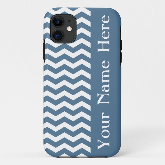 Capa Para iPhone Da Case-Mate Malta Blue Wave Chevron com o nome (Verso)