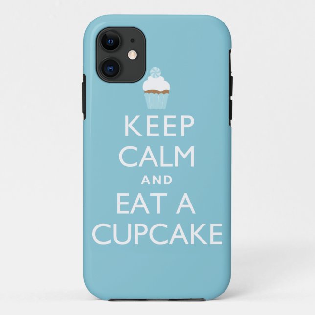 Capa Para iPhone Da Case-Mate Mantenha a calma e coma um cupcake {azul} (Verso)