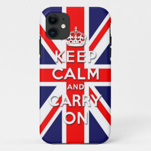 Capa Para iPhone Da Case-Mate mantenha calmo e continue a bandeira de Union Jack