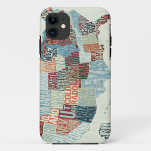 Capa Para iPhone Da Case-Mate Mapa dos EUA com estados nas palavras