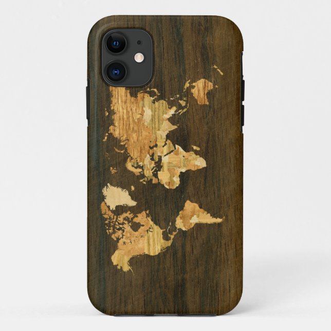 Capa Para iPhone Da Case-Mate Mapa Mundial de Madeira (Verso)