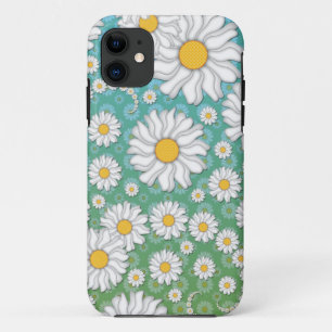Capa Para iPhone Da Case-Mate Margaridas Brancas Fofas em Azul Verde