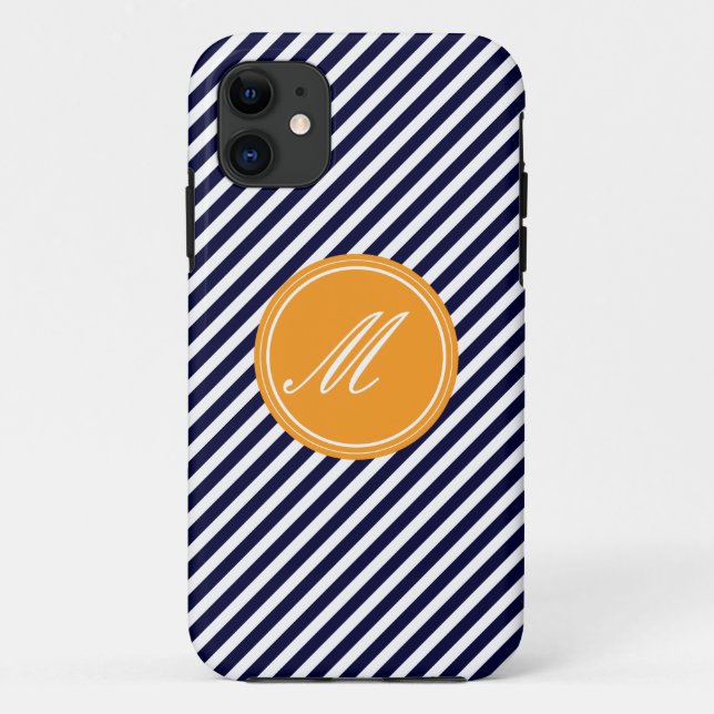 Capa Para iPhone Da Case-Mate Marinho Azul e Stripes Brancas com Minúscula iPhon (Verso)