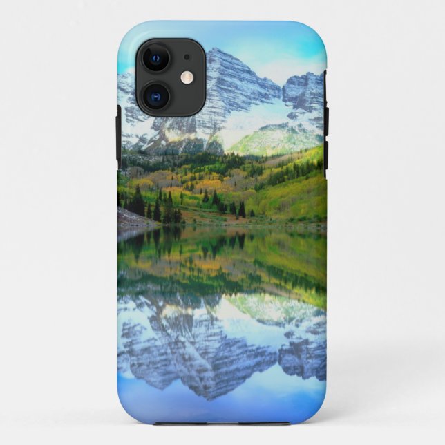 Capa Para iPhone Da Case-Mate Maroon Bells refletindo no Lago Maroon (Verso)