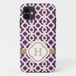 Capa Para iPhone Da Case-Mate Marroquino roxo e Dourado Monogrammed