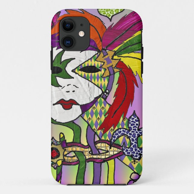 Capa Para iPhone Da Case-Mate Máscara de pena de Mardi Gras Psicodélica (Verso)
