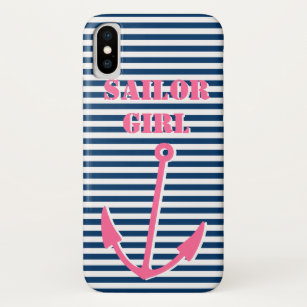 Capa Para iPhone X Menina cor-de-rosa do marinheiro do caso   do