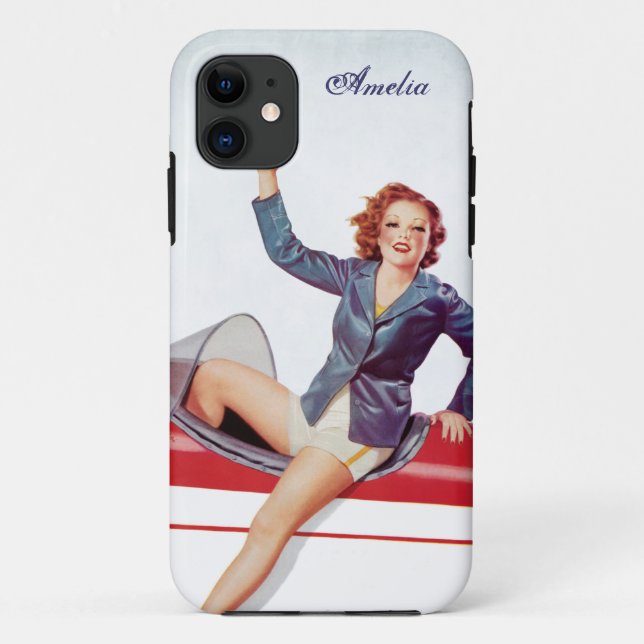 Capa Para iPhone Da Case-Mate Menina retro da mosca personalizada (Verso)