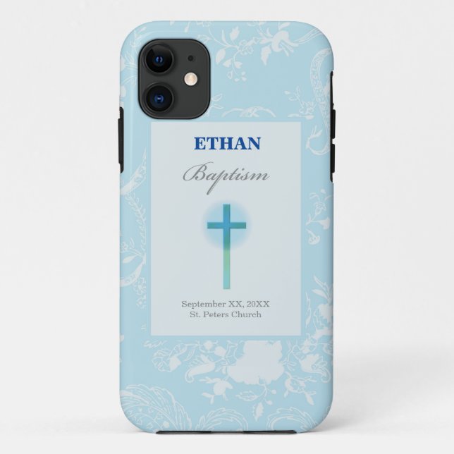 Capa Para iPhone Da Case-Mate Menino de Renda Azul Batismo (Verso)