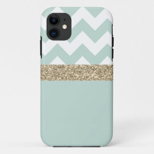 Capa Para iPhone Da Case-Mate Mint Green e Dourada Glitter Chevron iPhone 5/5 s