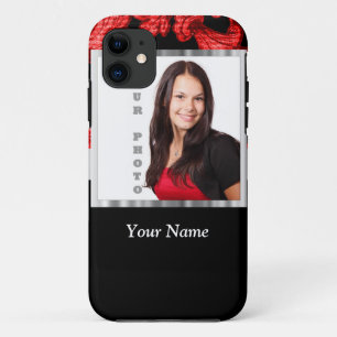 Capa Para iPhone Da Case-Mate Modelo de damascos florais vermelhos e pretos