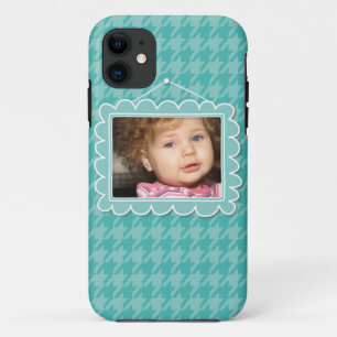 Capa Para iPhone Da Case-Mate Moldura para retrato bonito com houndstooth azul