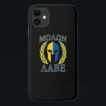 Capa Para iPhone Da Case-Mate Molon Labe Spartan Mask Laurels Amarelo Azul<br><div class="desc">Uma ousada armadura guerreira espartana, Molon Labe, lourels, mascara a expressão em um impressão de sotaque amarelo e azul para uma bela ideia de presente personalizada. Venha buscá-los! Use o link "Perguntar a este Designer" para entrar em contato conosco com suas solicitações especiais de design ou para obter assistência com...</div>