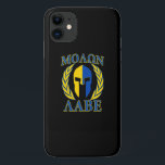 Capa Para iPhone Da Case-Mate Molon Labe Spartan Mask Laurels Amarelo Azul<br><div class="desc">Uma ousada armadura guerreira espartana, Molon Labe, lourels, mascara a expressão em um impressão de sotaque amarelo e azul para uma bela ideia de presente personalizada. Venha buscá-los! Use o link "Perguntar a este Designer" para entrar em contato conosco com suas solicitações especiais de design ou para obter assistência com...</div>