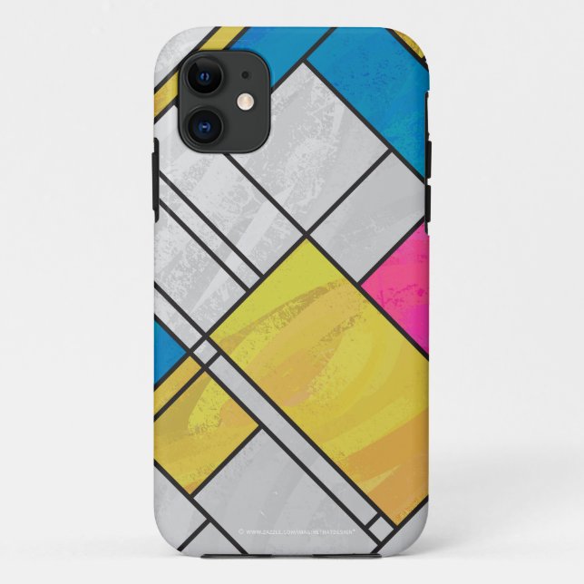 Capa Para iPhone Da Case-Mate Mondrian Yellow Blue Impressão (Verso)