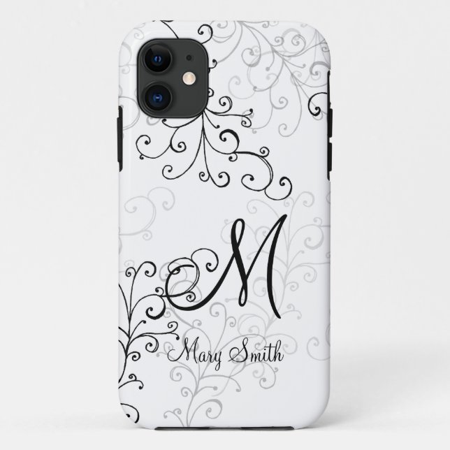 Capa Para iPhone Da Case-Mate Monograma à moda do costume do redemoinho (Verso)