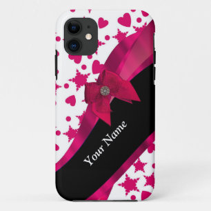 Capa Para iPhone Da Case-Mate Monograma bonito vermelho-giro e branco com padrão