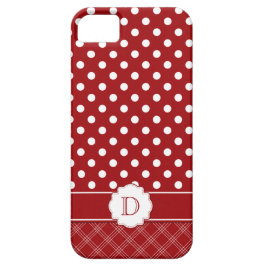 Capa Para iPhone Da Case-Mate Monograma branco vermelho feminino das bolinhas