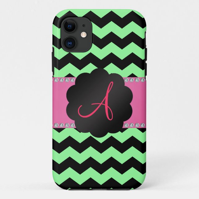 Capa Para iPhone Da Case-Mate Monograma (chevrons) verde-claro (Verso)