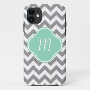 Capa Para iPhone Da Case-Mate Monograma cinzento & branco do costume da listra